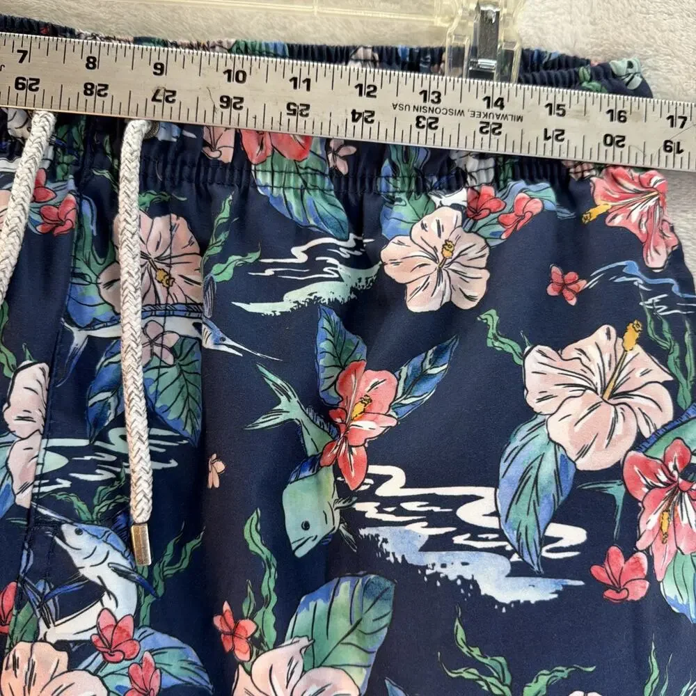 Ron Jon Surf Shop Mens Size XXL 2XL Blue Tropic Floral Lined Swim Trunks Shorts